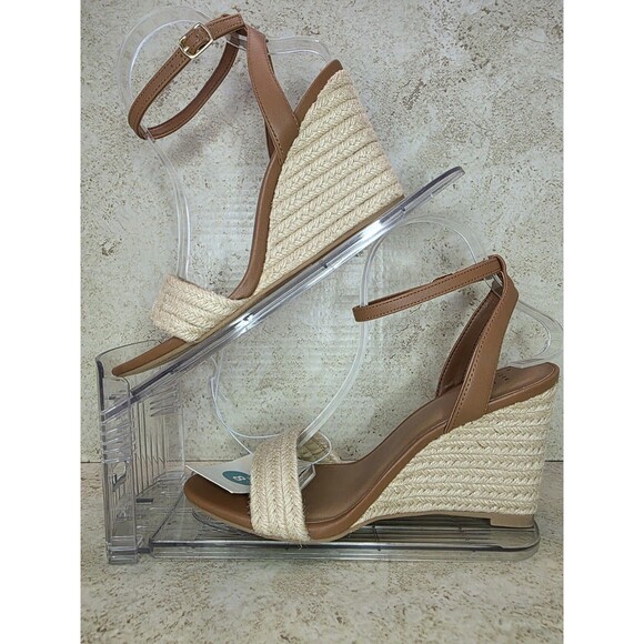 Espradrill Wedges Women Sz 8 Memory Foam Comfort Sandals Ankle Strap Casual Shoe - Picture 5 of 9